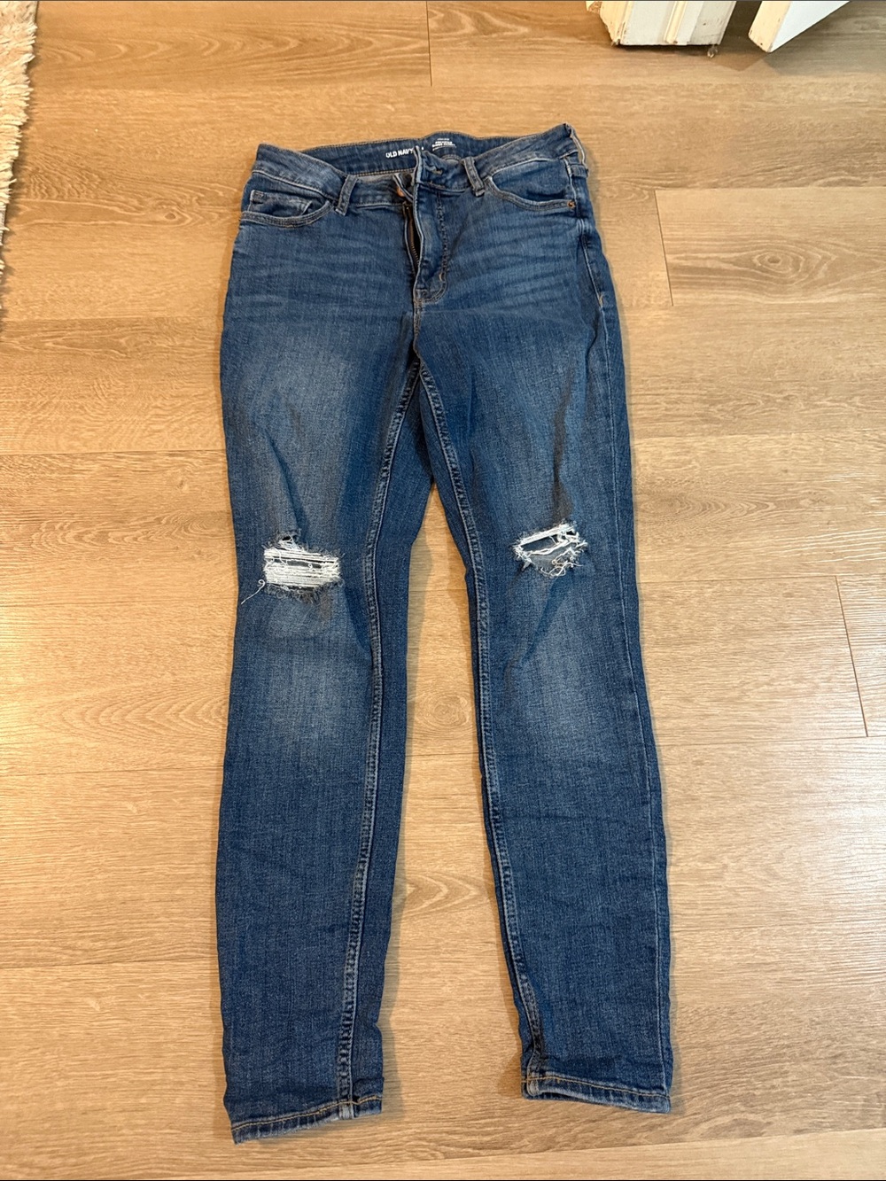 Old Navy Dark Blue Women's Distressed Skinny Jeans